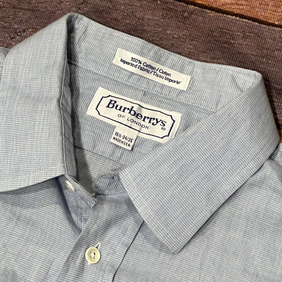 Burberrys of London Blue Button Down Long Sleeve Dress Suit Made in USA Shirt - Picture 5 of 5